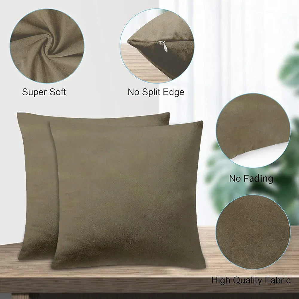Cloth Fusion Velvet Sofa Cushion Cover Set of 5, Luxurious Cushion Cover Set 16-inch x 16 inch for Home Decor